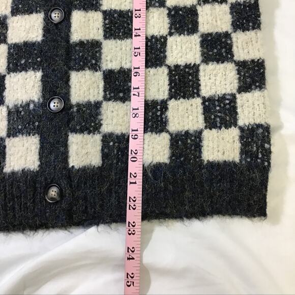 ST GERALDINE M Beige Black Checkered Knit Wool Blend Top Sweater Vest NWT B64 - Picture 5 of 6